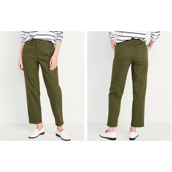 Old Navy High Rise OG Chino Pants Women XL Olive Green Stretch Waist - Picture 3 of 9